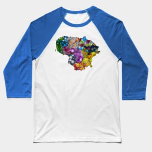 Spirograph Patterned Lithuania Counties Map Baseball T-Shirt